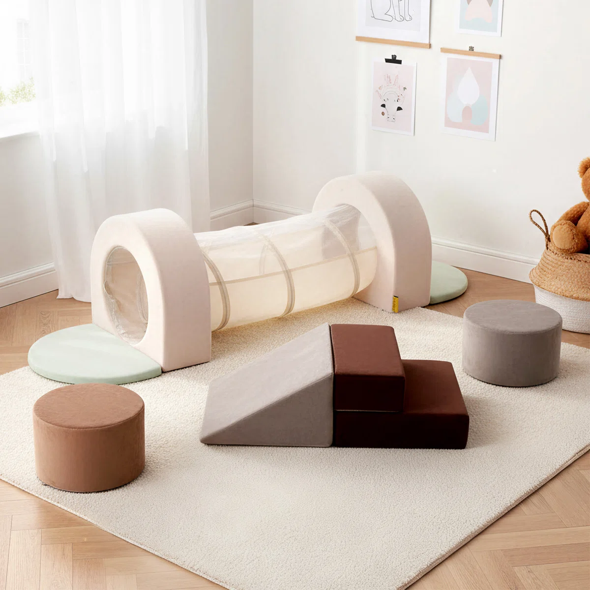 A bright, organized home daycare learning space